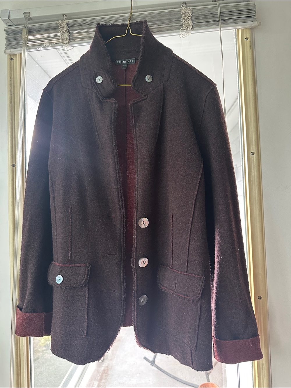 Eileen Fisher Dark burgundy Wool Pea Coat